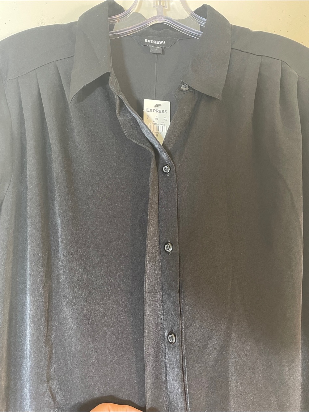 Express Black Long-Sleeve Tunic Button-Up Shirt Dress. M. NWT. - Picture 3 of 6